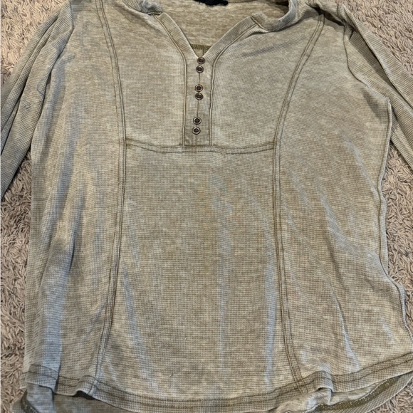 Gray Long Sleeve Henley Top - Picture 1 of 1